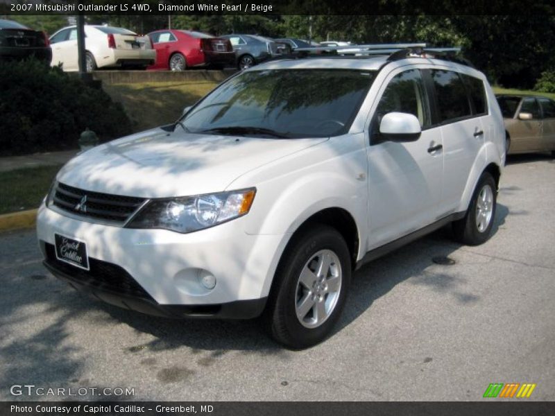 Diamond White Pearl / Beige 2007 Mitsubishi Outlander LS 4WD