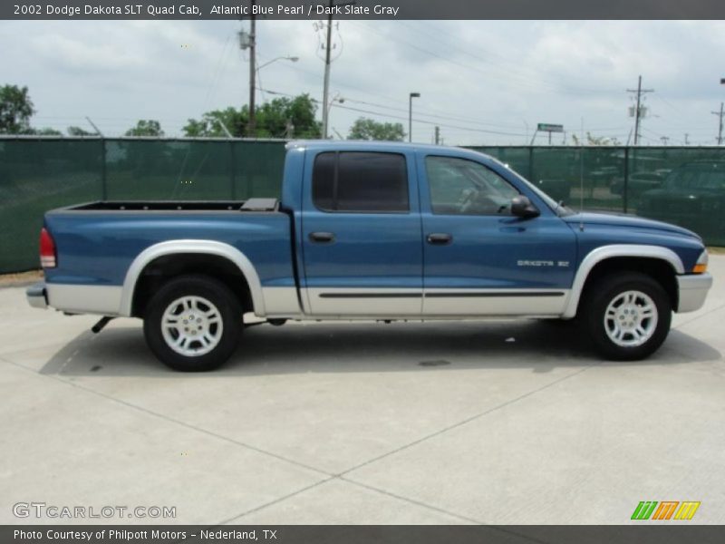 Atlantic Blue Pearl / Dark Slate Gray 2002 Dodge Dakota SLT Quad Cab