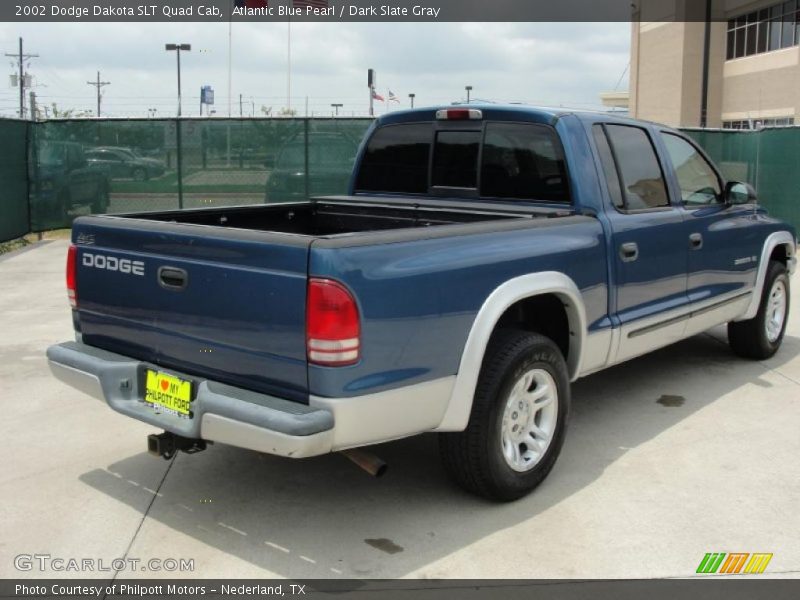 Atlantic Blue Pearl / Dark Slate Gray 2002 Dodge Dakota SLT Quad Cab