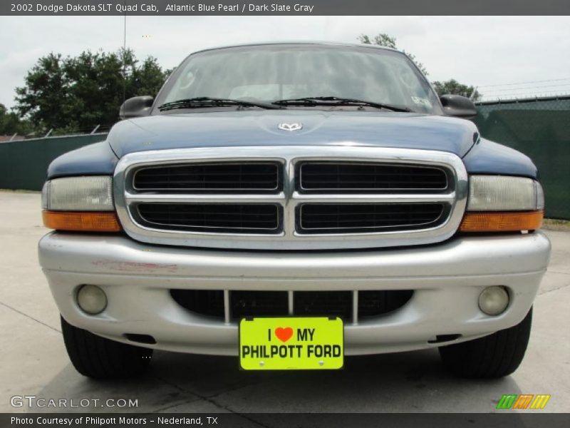 Atlantic Blue Pearl / Dark Slate Gray 2002 Dodge Dakota SLT Quad Cab