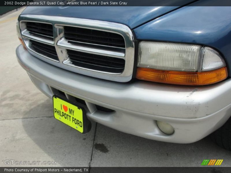 Atlantic Blue Pearl / Dark Slate Gray 2002 Dodge Dakota SLT Quad Cab