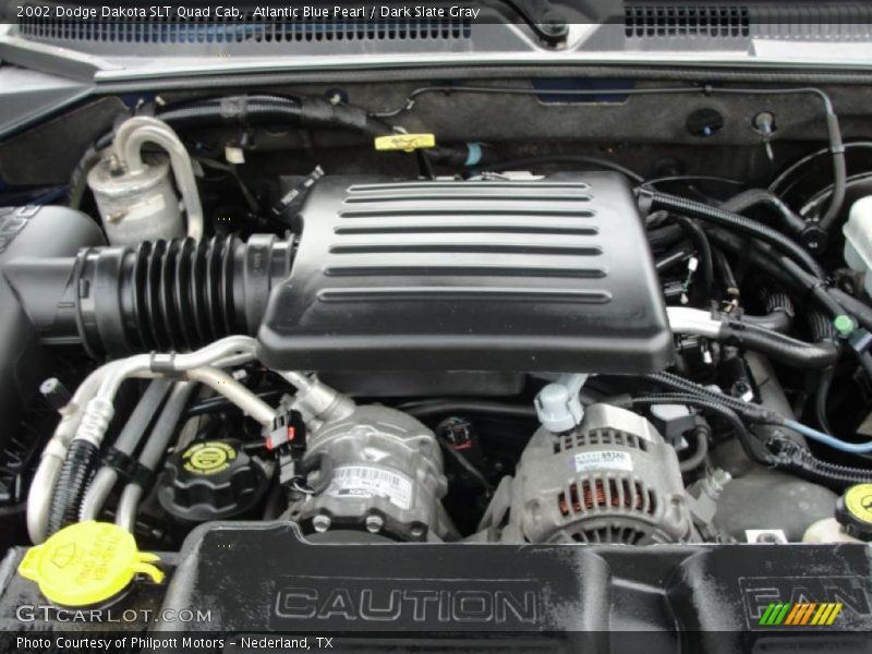 Atlantic Blue Pearl / Dark Slate Gray 2002 Dodge Dakota SLT Quad Cab