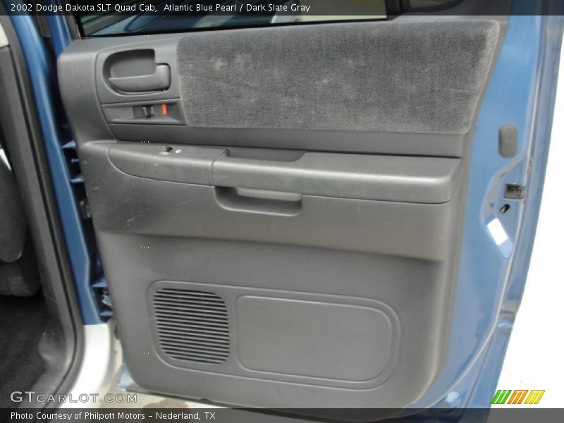 Atlantic Blue Pearl / Dark Slate Gray 2002 Dodge Dakota SLT Quad Cab