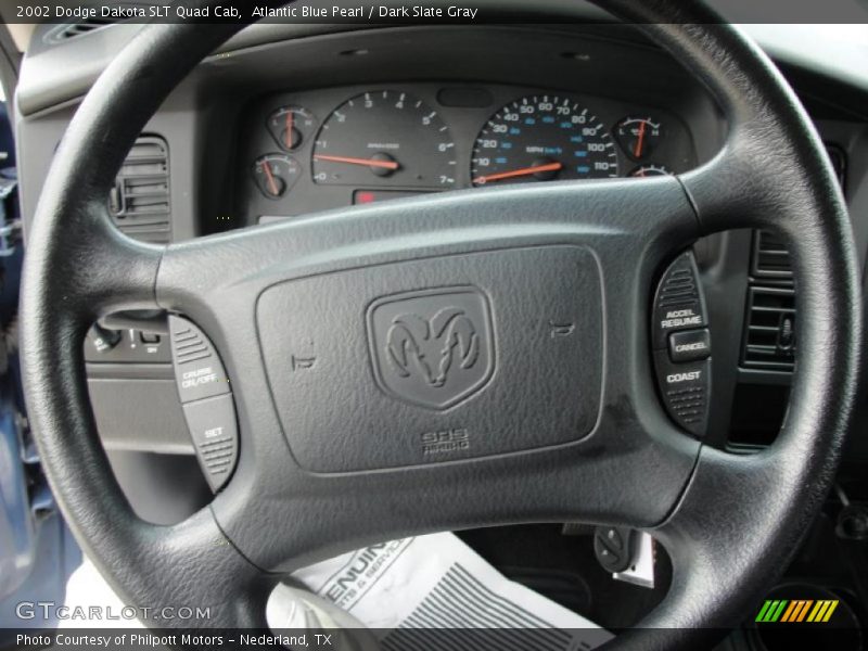 Atlantic Blue Pearl / Dark Slate Gray 2002 Dodge Dakota SLT Quad Cab