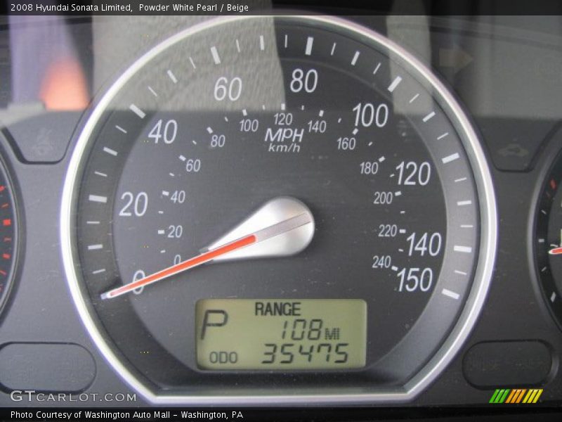 Powder White Pearl / Beige 2008 Hyundai Sonata Limited