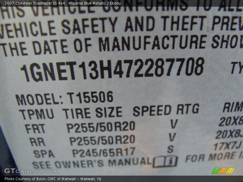 Imperial Blue Metallic / Ebony 2007 Chevrolet TrailBlazer SS 4x4