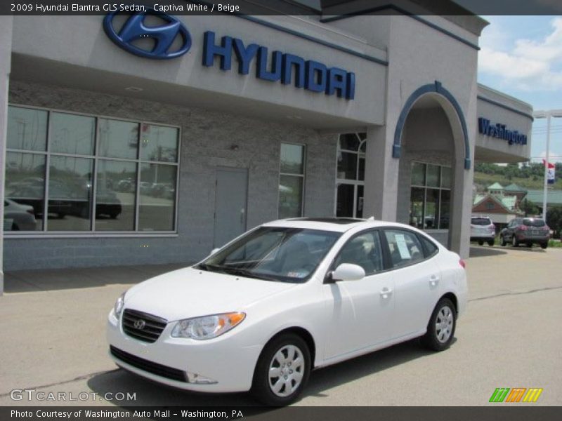 Captiva White / Beige 2009 Hyundai Elantra GLS Sedan