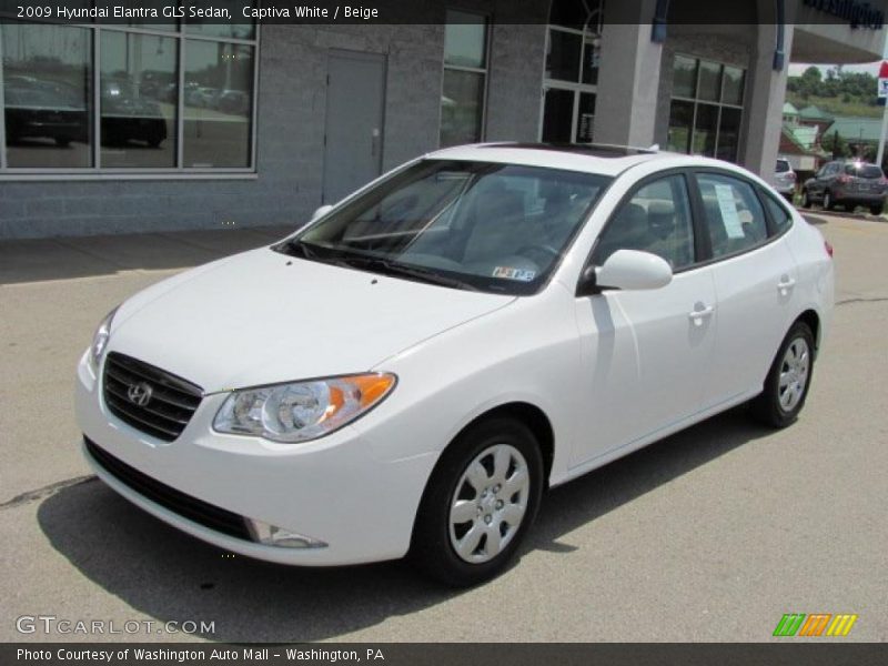 Captiva White / Beige 2009 Hyundai Elantra GLS Sedan