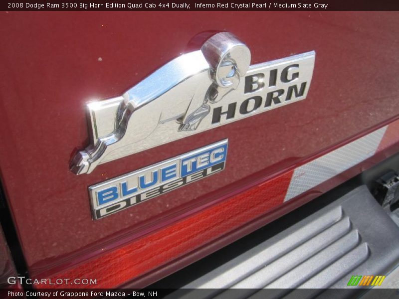Inferno Red Crystal Pearl / Medium Slate Gray 2008 Dodge Ram 3500 Big Horn Edition Quad Cab 4x4 Dually