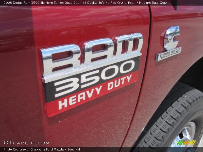 Inferno Red Crystal Pearl / Medium Slate Gray 2008 Dodge Ram 3500 Big Horn Edition Quad Cab 4x4 Dually
