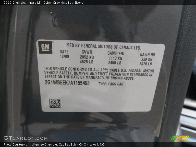 Cyber Gray Metallic / Ebony 2010 Chevrolet Impala LT