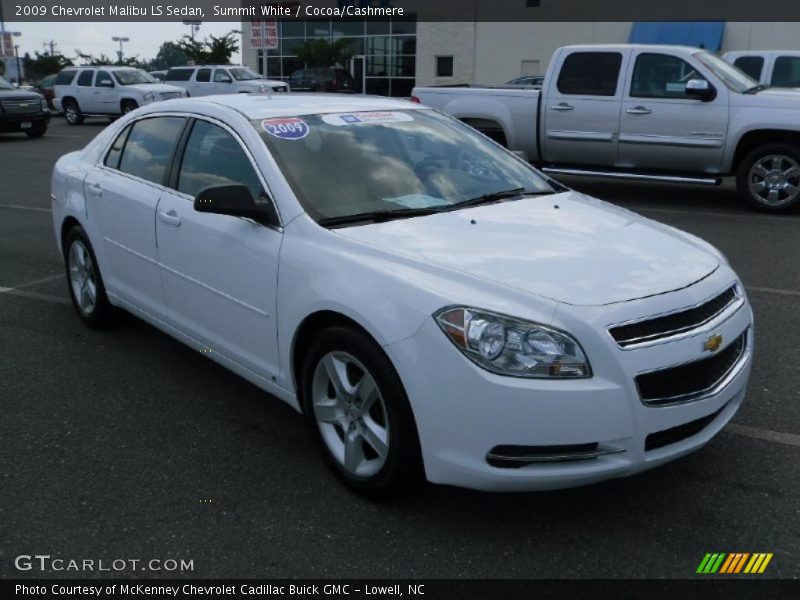 Summit White / Cocoa/Cashmere 2009 Chevrolet Malibu LS Sedan