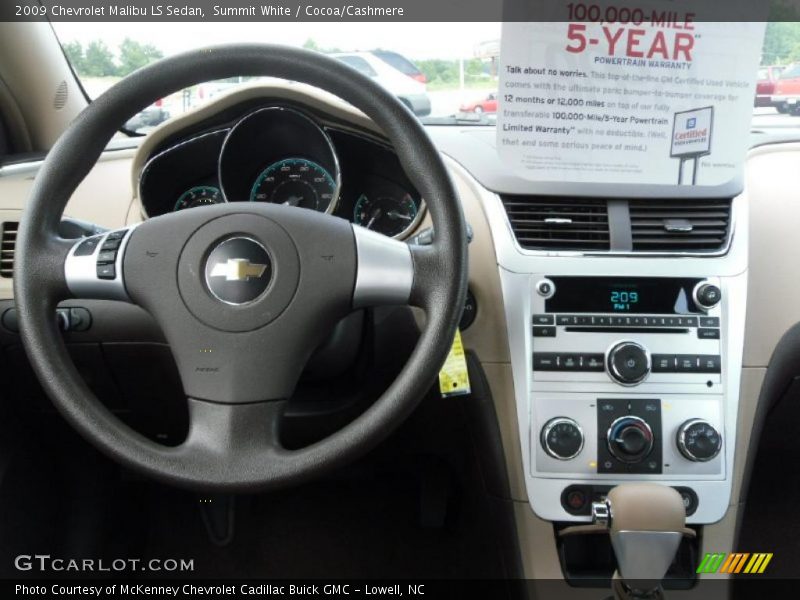 Summit White / Cocoa/Cashmere 2009 Chevrolet Malibu LS Sedan