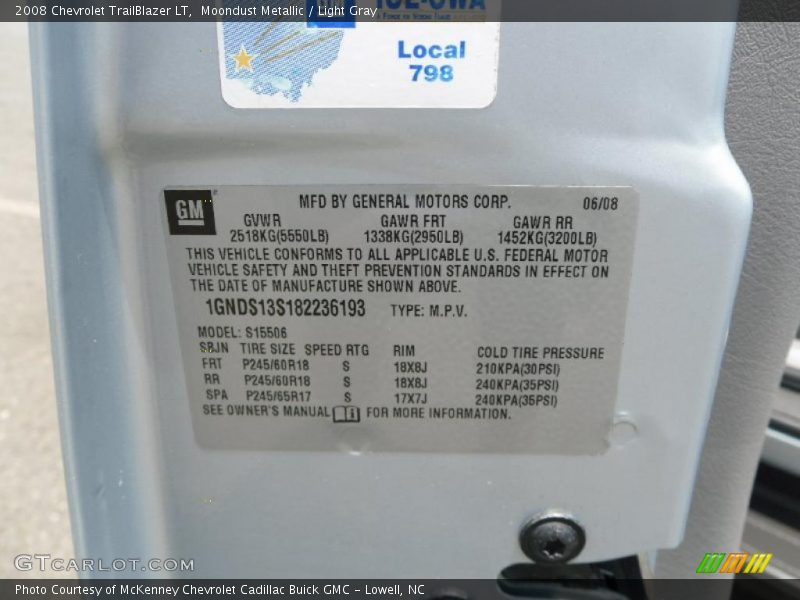 Moondust Metallic / Light Gray 2008 Chevrolet TrailBlazer LT