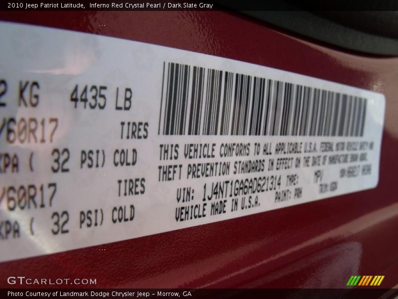 Inferno Red Crystal Pearl / Dark Slate Gray 2010 Jeep Patriot Latitude