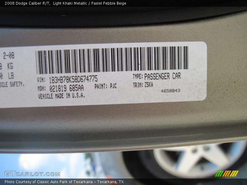 Light Khaki Metallic / Pastel Pebble Beige 2008 Dodge Caliber R/T