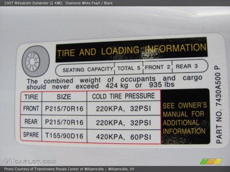 Diamond White Pearl / Black 2007 Mitsubishi Outlander LS 4WD
