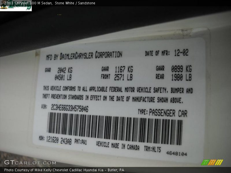 Stone White / Sandstone 2003 Chrysler 300 M Sedan