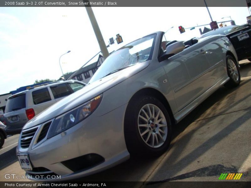 Snow Silver Metallic / Black 2008 Saab 9-3 2.0T Convertible