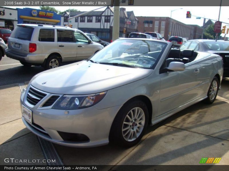 Snow Silver Metallic / Black 2008 Saab 9-3 2.0T Convertible