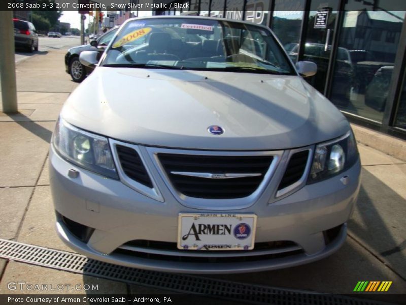 Snow Silver Metallic / Black 2008 Saab 9-3 2.0T Convertible