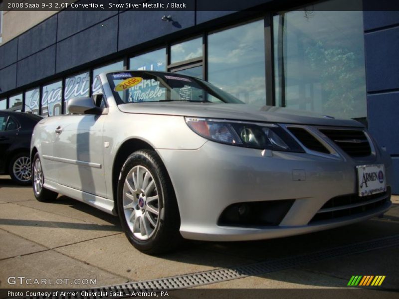 Snow Silver Metallic / Black 2008 Saab 9-3 2.0T Convertible