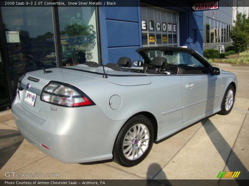 Snow Silver Metallic / Black 2008 Saab 9-3 2.0T Convertible