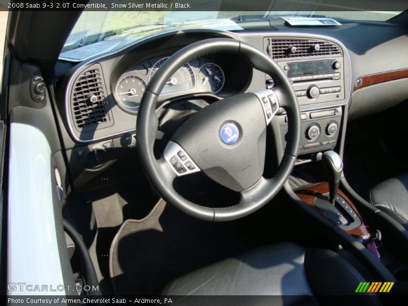 Snow Silver Metallic / Black 2008 Saab 9-3 2.0T Convertible