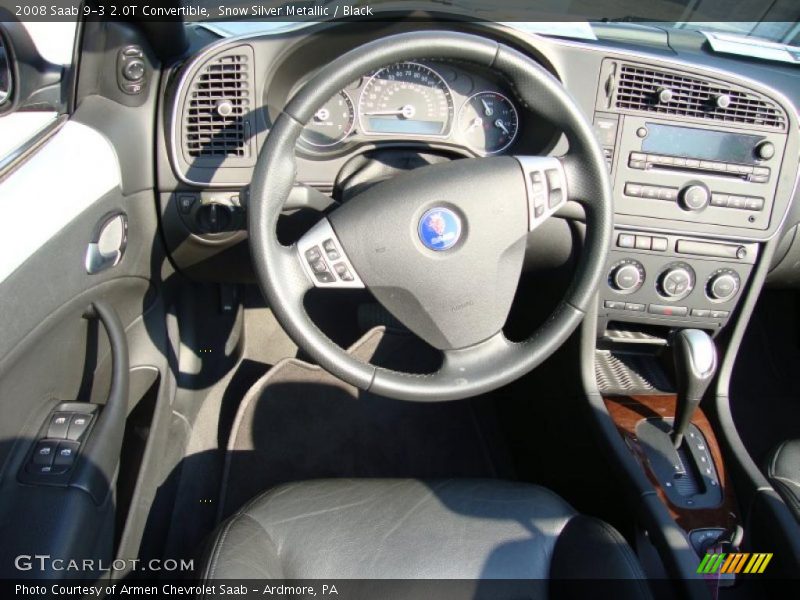 Snow Silver Metallic / Black 2008 Saab 9-3 2.0T Convertible