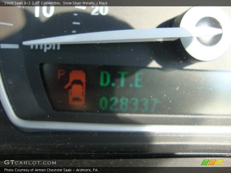 Snow Silver Metallic / Black 2008 Saab 9-3 2.0T Convertible