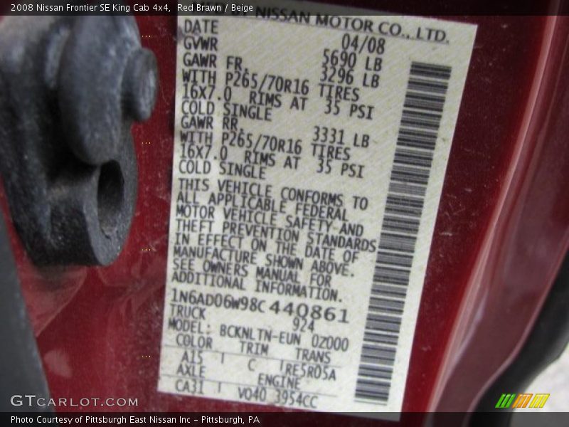 Red Brawn / Beige 2008 Nissan Frontier SE King Cab 4x4