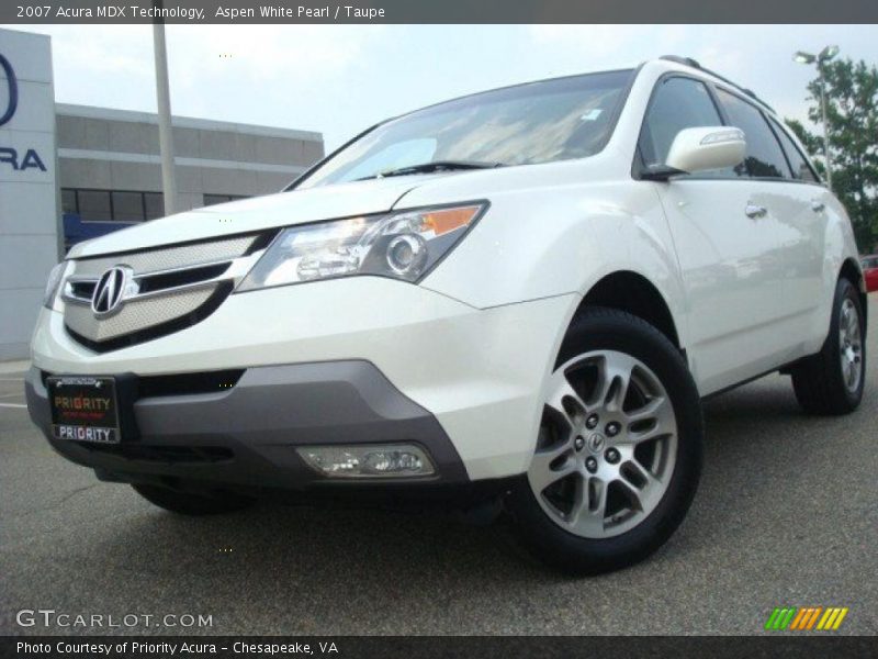 Aspen White Pearl / Taupe 2007 Acura MDX Technology