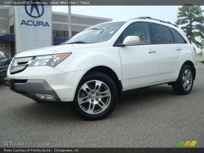 Aspen White Pearl / Taupe 2007 Acura MDX Technology