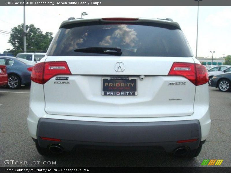Aspen White Pearl / Taupe 2007 Acura MDX Technology