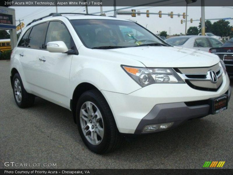 Aspen White Pearl / Taupe 2007 Acura MDX Technology