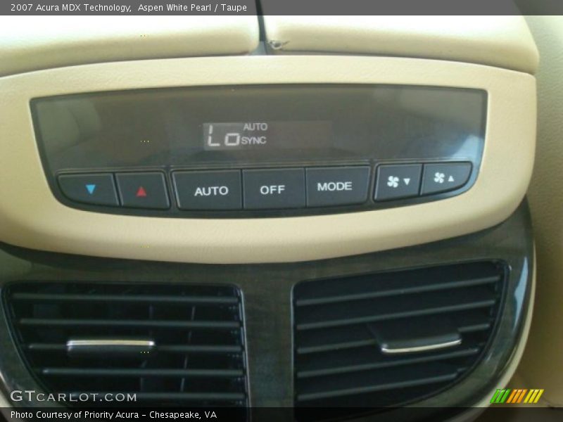 Aspen White Pearl / Taupe 2007 Acura MDX Technology