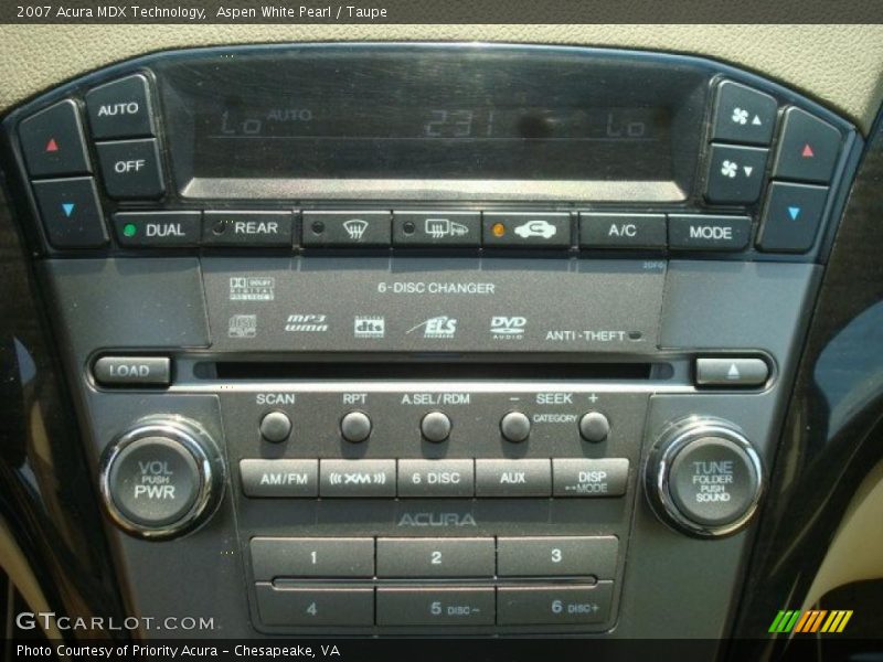 Aspen White Pearl / Taupe 2007 Acura MDX Technology