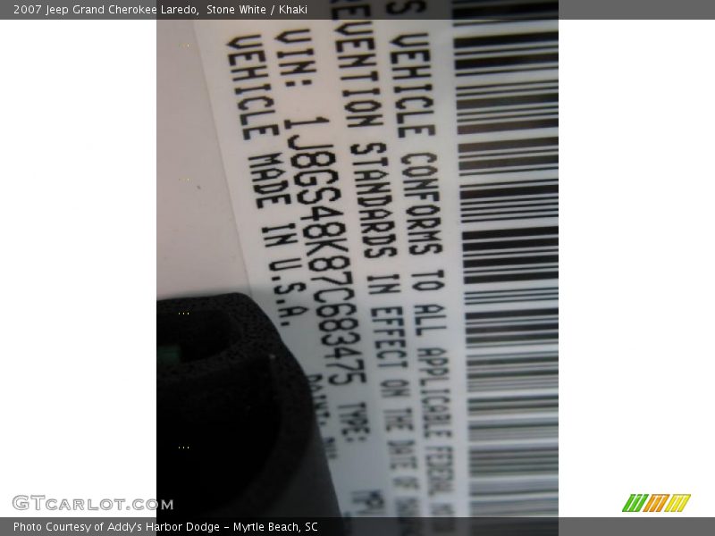 Stone White / Khaki 2007 Jeep Grand Cherokee Laredo