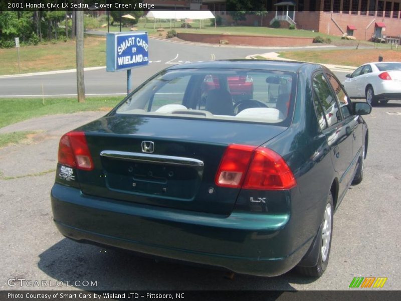 Clover Green / Beige 2001 Honda Civic LX Sedan