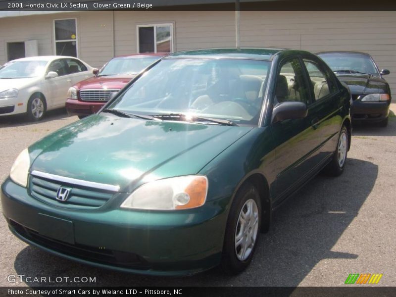 Clover Green / Beige 2001 Honda Civic LX Sedan