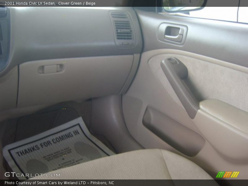 Clover Green / Beige 2001 Honda Civic LX Sedan