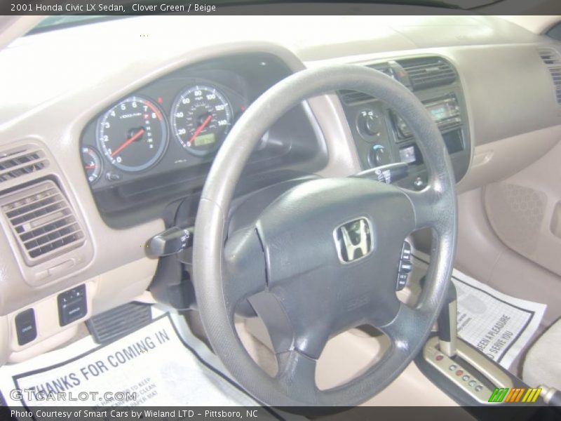 Clover Green / Beige 2001 Honda Civic LX Sedan