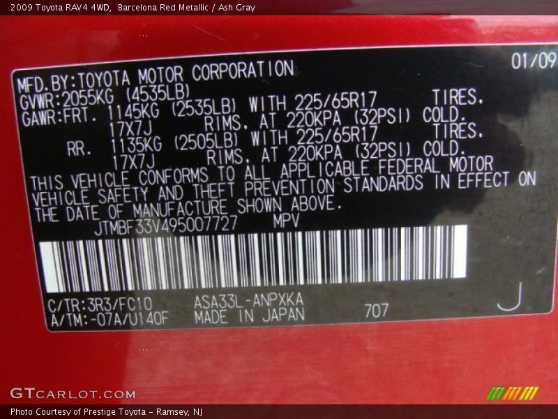 Barcelona Red Metallic / Ash Gray 2009 Toyota RAV4 4WD