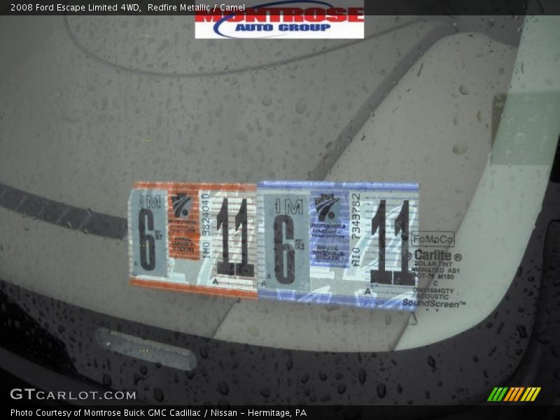 Redfire Metallic / Camel 2008 Ford Escape Limited 4WD