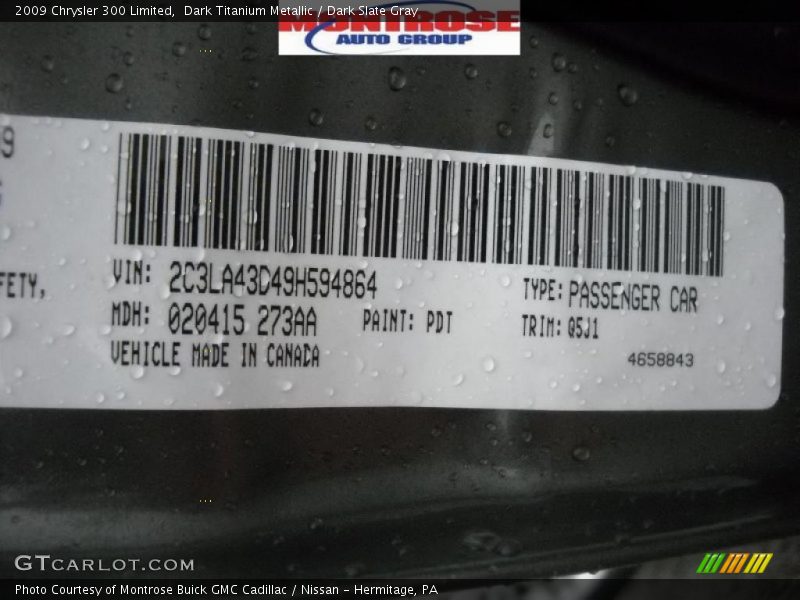 Dark Titanium Metallic / Dark Slate Gray 2009 Chrysler 300 Limited