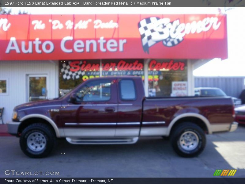 Dark Toreador Red Metallic / Medium Prairie Tan 1997 Ford F150 Lariat Extended Cab 4x4