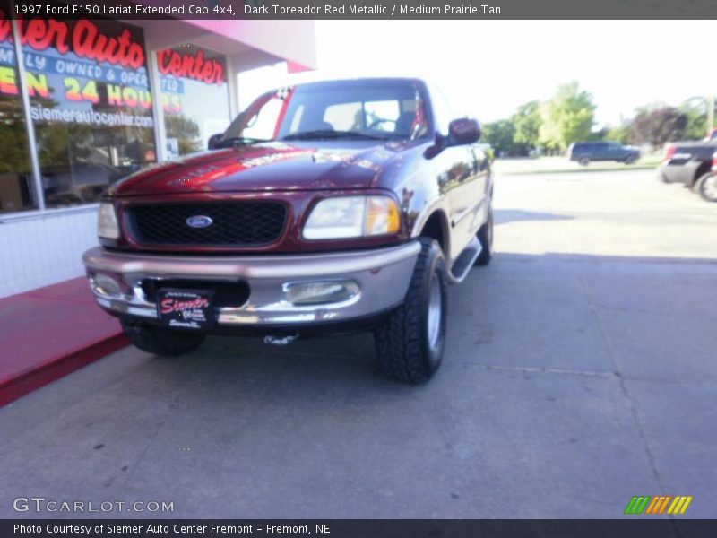 Dark Toreador Red Metallic / Medium Prairie Tan 1997 Ford F150 Lariat Extended Cab 4x4