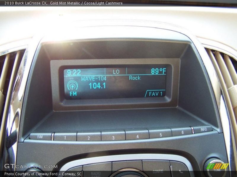 Gold Mist Metallic / Cocoa/Light Cashmere 2010 Buick LaCrosse CX