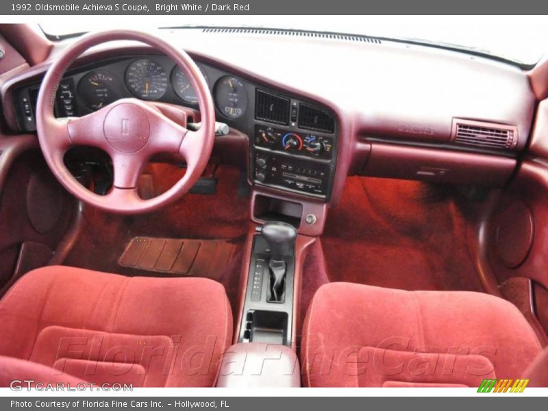Bright White / Dark Red 1992 Oldsmobile Achieva S Coupe