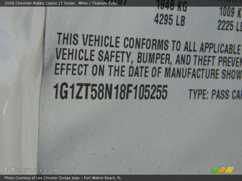 White / Titanium Gray 2008 Chevrolet Malibu Classic LT Sedan